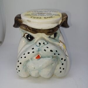 Vintage Bulldog Cuss Bank #3056 Made in Japan Ceramic Coin Bank Funny Piggy